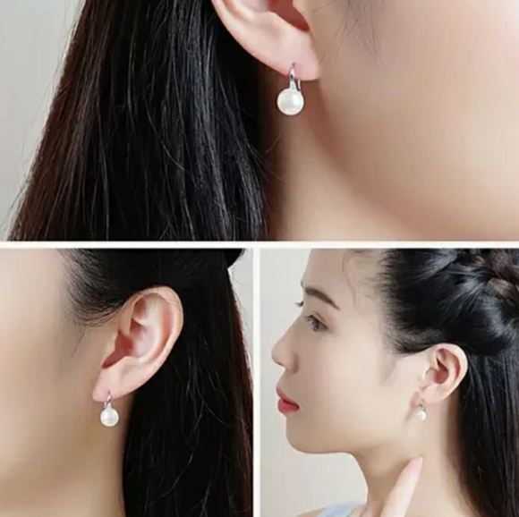 New Silver Faux Pearl Earrings - Picture 5 of 5